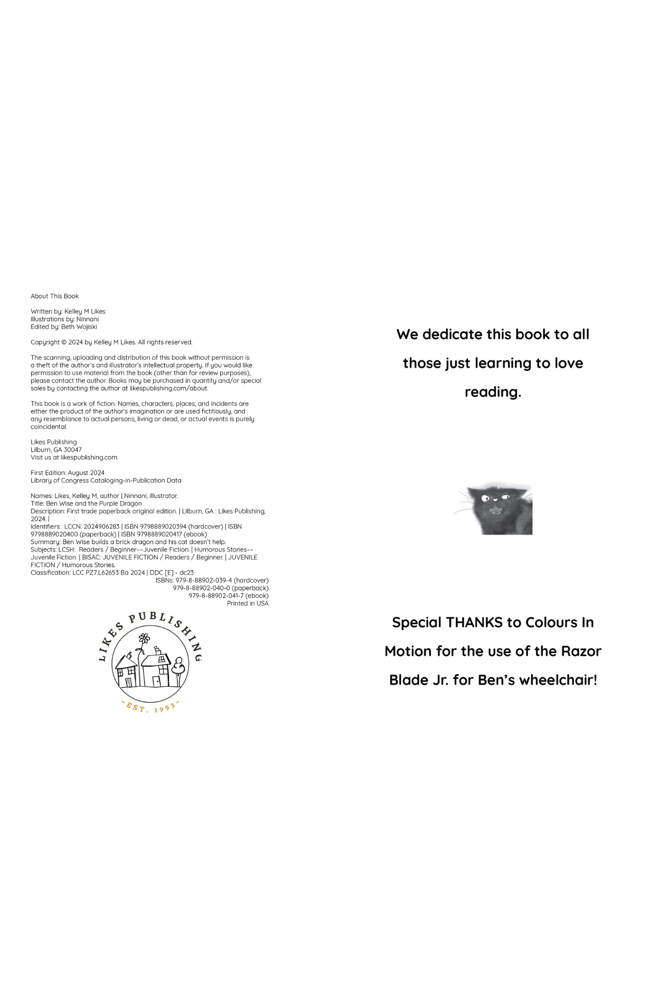 Title page with dedications