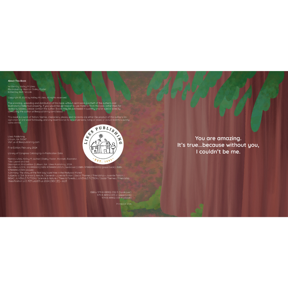 Title page with redwoods and poem