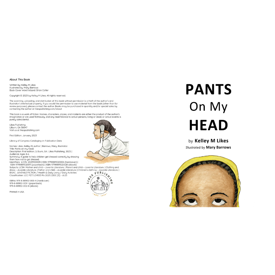 Man with shoes on his ears. Woman with yellow pants on her head
