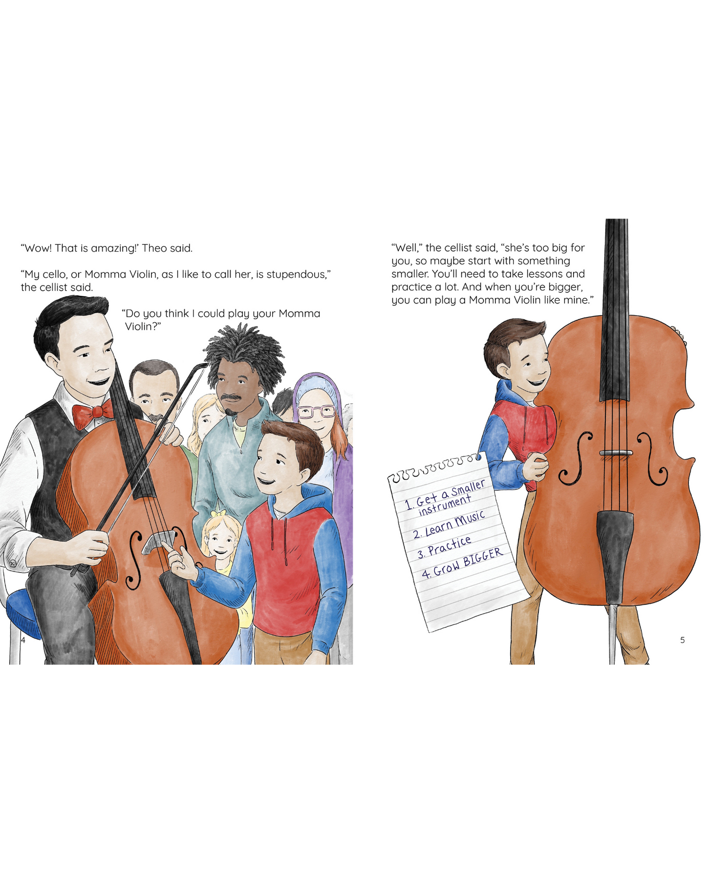 Man and boy playing cello