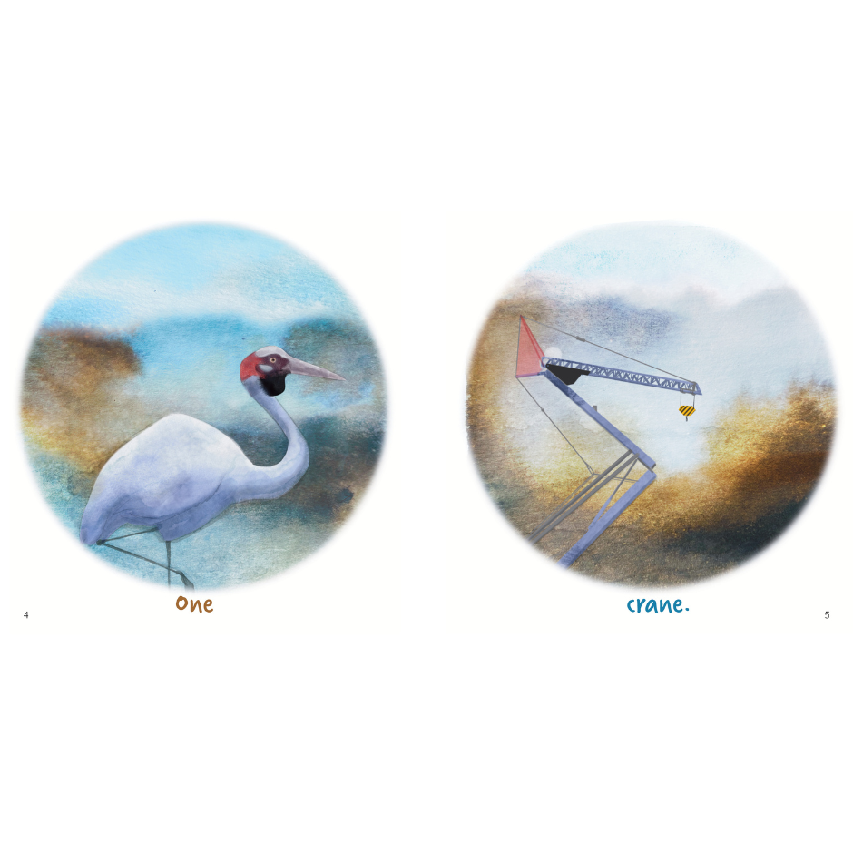 Bird and crane watercolor