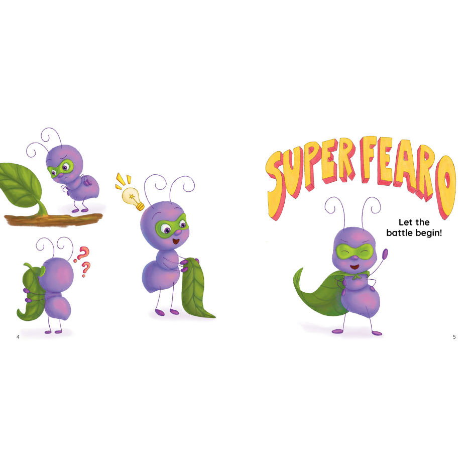 Cartoon character with superhero cape and mask on a white background, with text 'Super Fero'.