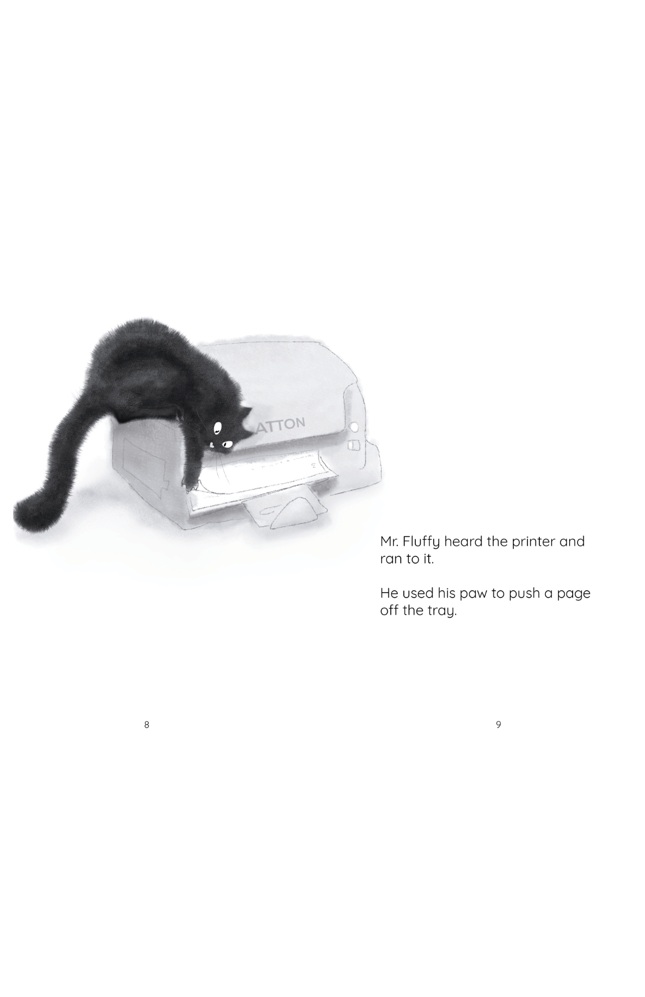 Black cat on top of printer