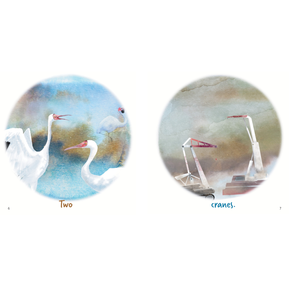 Cranes and machines watercolor