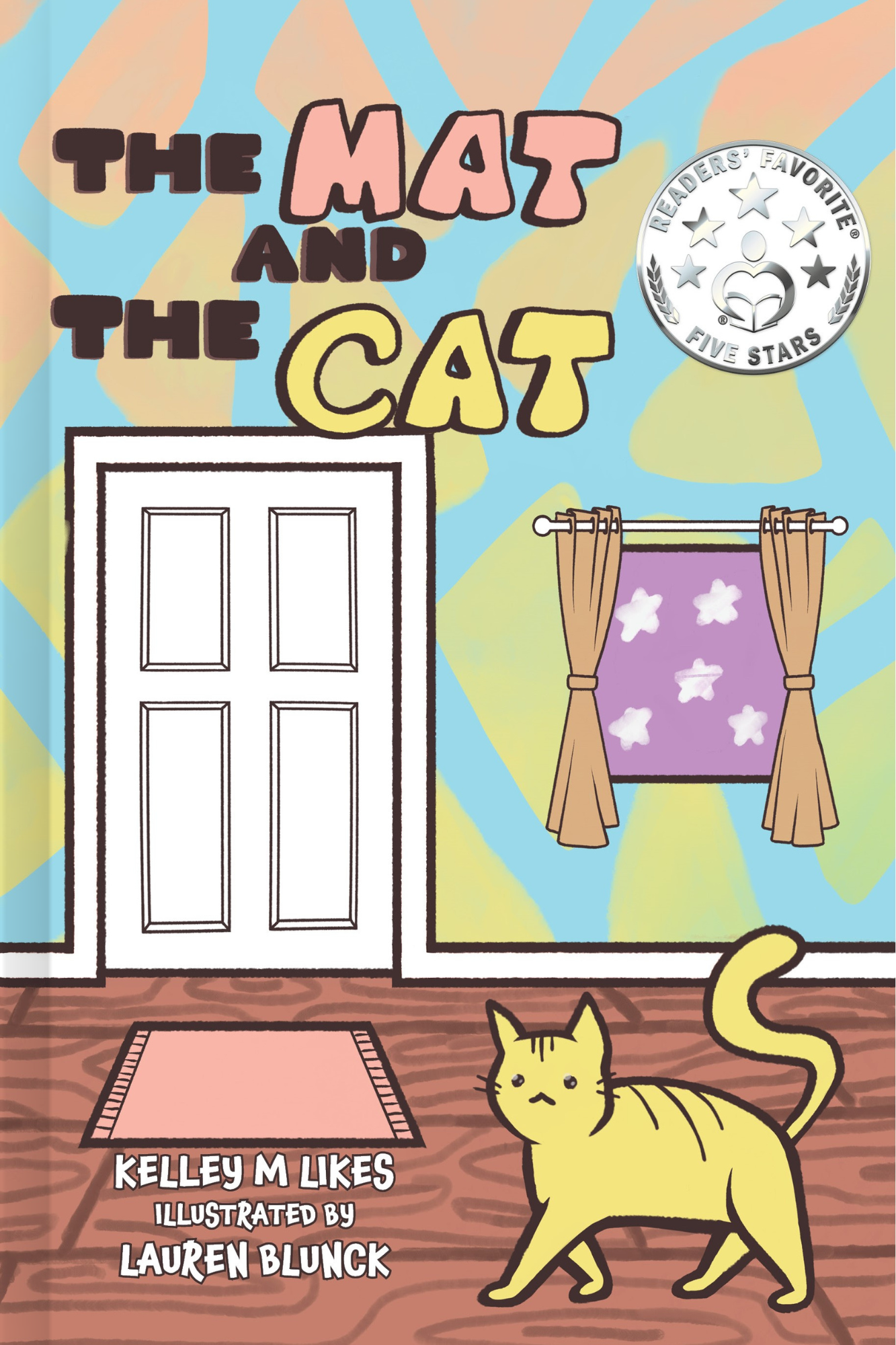 Book cover of 'The Mat and The Cat' with a cat, rug, and window illustration.