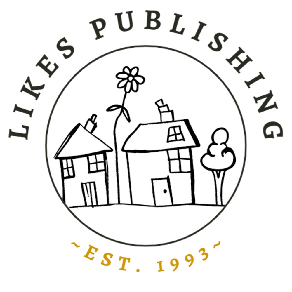 Logo of Likes Publishing with houses and a flower, established in 1993.