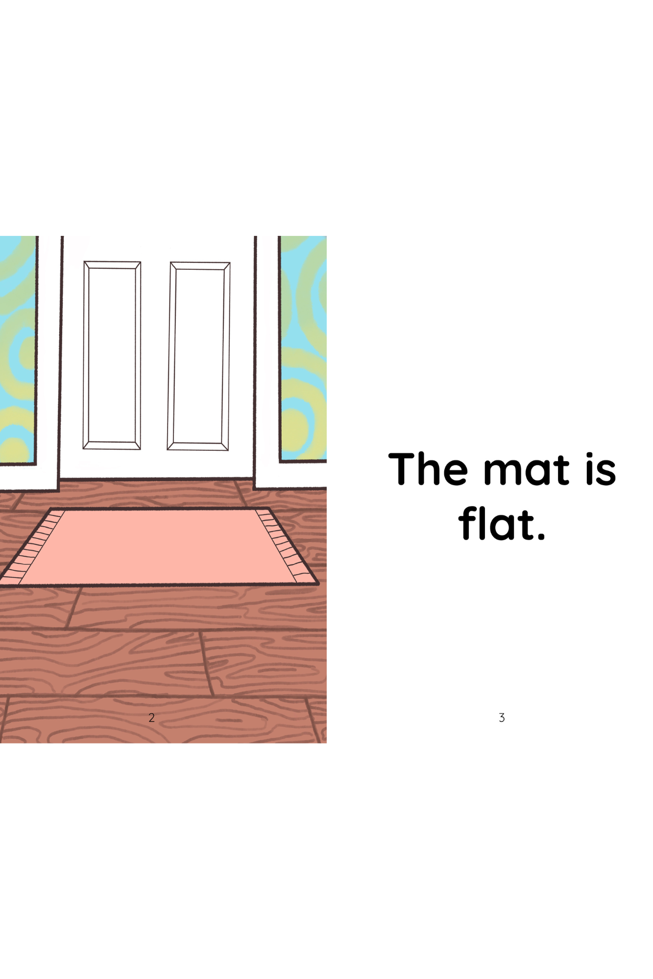 Mat in front of a white door.