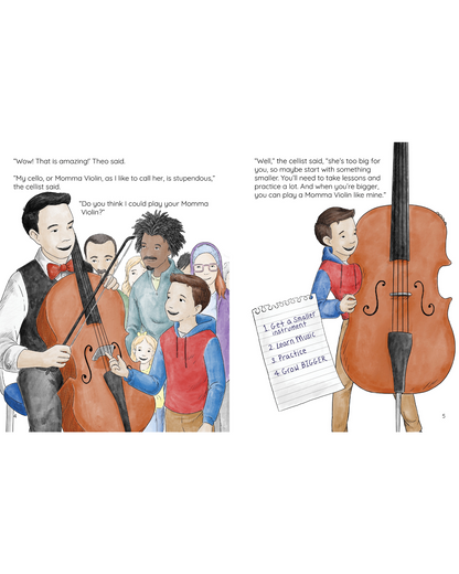 Man and boy playing cello