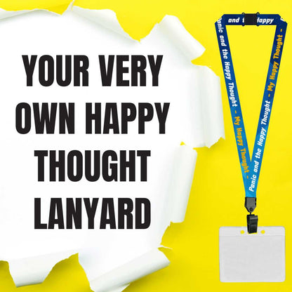 Happy Thought Lanyard on a yellow background