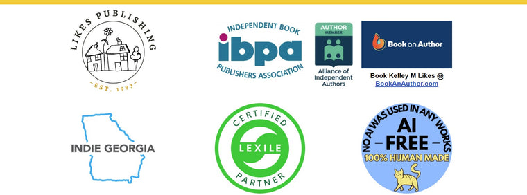 Collection of logos from various organizations on a white background. IBPA, Alliance of Independent Authors, Book an Author, Indie Georgia, Lexile Partner, NO AI. 